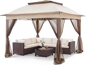 COOS BAY 11x11 Pop Up Gazebo with Mesh Netting, Instant Outdoor Canopy Tent, Water Resista