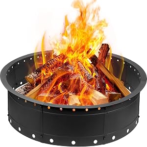 Zzuvjoy 36 Inch Fire Pit Ring, Large Outdoor Campfire Pit for Patio Backyard Garden, Smoke