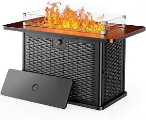 Ciays 43-Inch Rectangular Propane Fire Pit with 60,000 BTU Output, Fire Pit Table Premium 