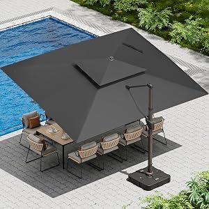 Ombrellon 10 X 13 FT Cantilever Patio Umbrella with Led Lights and Base Included Outdoor H