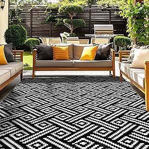 OPPODREAM Outdoor Rug 8x10 Patio Waterproof, Large Outdoor Plastic Straw Rug, Reversible O