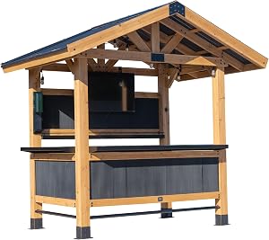 Backyard Discovery Palisade 9' x 6' Cedar Wood Outdoor Bar Set with Galvanized Steel Roof,