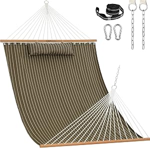 Lazy Daze Hammocks 12 FT Sunbrella Fabric Hammock Non-Fading with Spreader Bars and Free P
