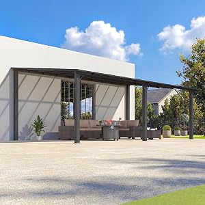 Gotland 20x12FT Gazebo for Patio, Lean to Gazebo Sloped Roof, Wall Mounted Heavy Duty Awni