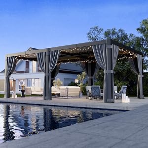 Airwire 12'x20' Louvered Pergola, Outdoor Pergola with 2 Independent Adjustable Roof and D