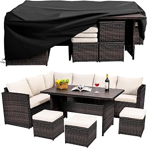 Wumiokio Patio Furniture Set, 7 Pieces Outdoor Patio Furniture with Dining Table&Chair