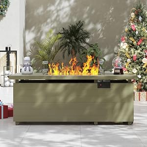 Sundale Outdoor 51 Inch Outdoor Fire Pit Table, 50,000BTU Rectangle Propane Fire Pit with