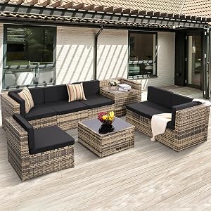 KROFEM 8-Piece Patio Furniture Set, Outdoor Wicker Rattan Sectional with Thick Cushions, G