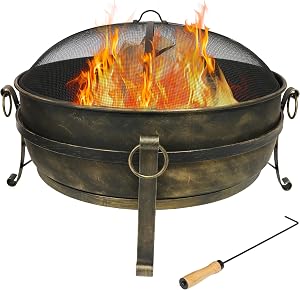 Sunnydaze 34-Inch Steel Large Fire Pit for Outside - Wood-Burning Fire Pit Bowl for Outdoo