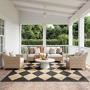 Nuloom Outdoor Performance Collection Sabina Dark Grey/Ivory, 2' x 3', Soft, High Traffic,
